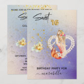 *~* SWEET SIXTEEN Heart Mermaid Pearl 16 Birthday Kaart (Voorkant / Achterkant)