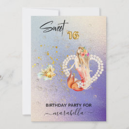 *~* SWEET SIXTEEN Heart Mermaid Pearl 16 Birthday Kaart