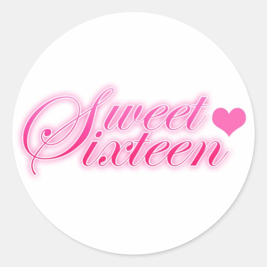 Sweet Sixteen Heart Ronde Sticker (Voorkant)