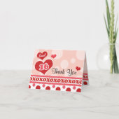 Sweet Sixteen Heart Thank You Card Bedankkaart (Voorkant)