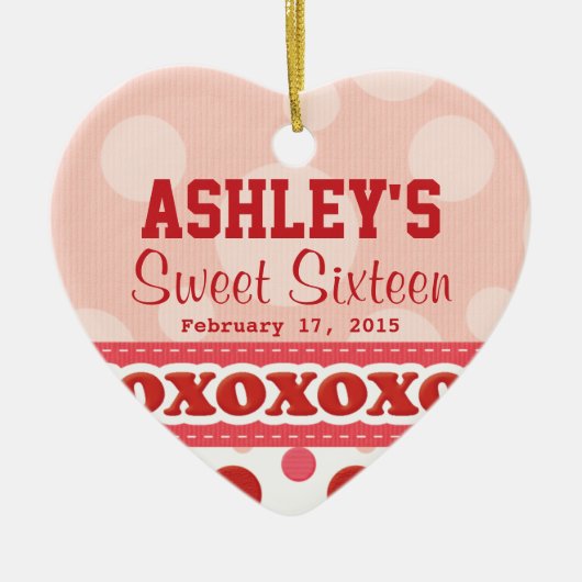 Sweet Sixteen Heart Theme Ornament (Voorkant)
