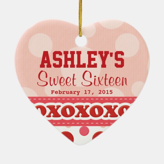 Sweet Sixteen Heart Theme Ornament (Achterkant)