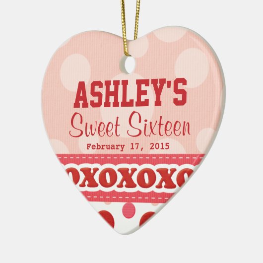 Sweet Sixteen Heart Theme Ornament (Links)