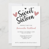 Sweet Sixteen Heart Verjaardag uitnodiging (Voorkant)
