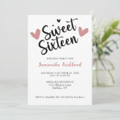 Sweet Sixteen Heart Verjaardag uitnodiging (Staand voorkant)