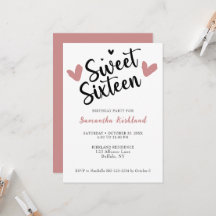 Sweet Sixteen Heart Verjaardag uitnodiging