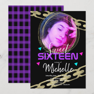 Sweet Sixteen Hip Hop Gold Ring Confetti Foto Kaart