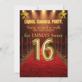Sweet Sixteen Hollywood Glam Invitation – Black &  Kaart