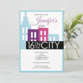 Sweet Sixteen in de City Invitation Kaart (Staand voorkant)