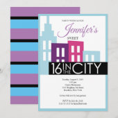 Sweet Sixteen in de City Invitation Kaart (Voorkant / Achterkant)