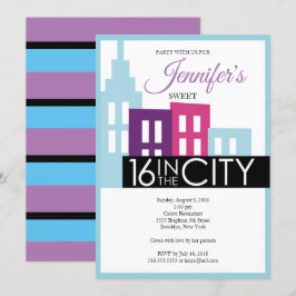 Sweet Sixteen in de City Invitation Kaart