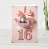 Sweet Sixteen in Pink Bows & Sparkle Kaart (Voorkant)