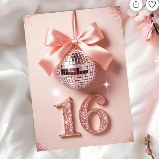 Sweet Sixteen in Pink Bows & Sparkle Kaart