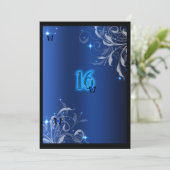 Sweet Sixteen Invitation Blue Butterfly Kaart (Staand voorkant)