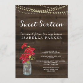 Sweet Sixteen Invitation | Kerstpoinsettia Kaart