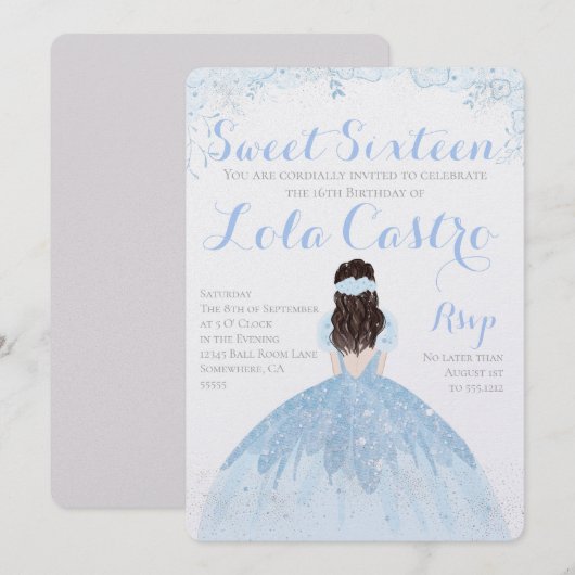 SWEET SIXTEEN INVITE KAART (Voorkant / Achterkant)