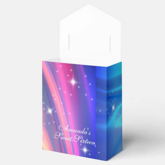 Sweet Sixteen Iridescent Colorful Satin Bedankdoosjes (Geopend)
