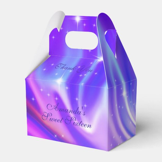 Sweet Sixteen Iridescent Roze Paars Blauw Bedankdoosjes (Achterkant)