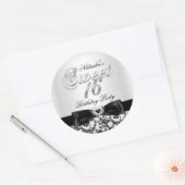 Sweet Sixteen Jewel Bow & Lace Zilveren Sticker (Envelop)
