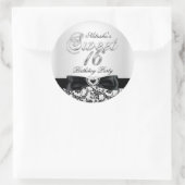 Sweet Sixteen Jewel Bow & Lace Zilveren Sticker (Tas)