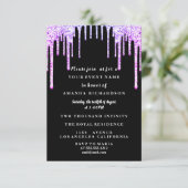 Sweet Sixteen Jurk Glitter Drip Roze Royal Zwart Kaart (Staand voorkant)