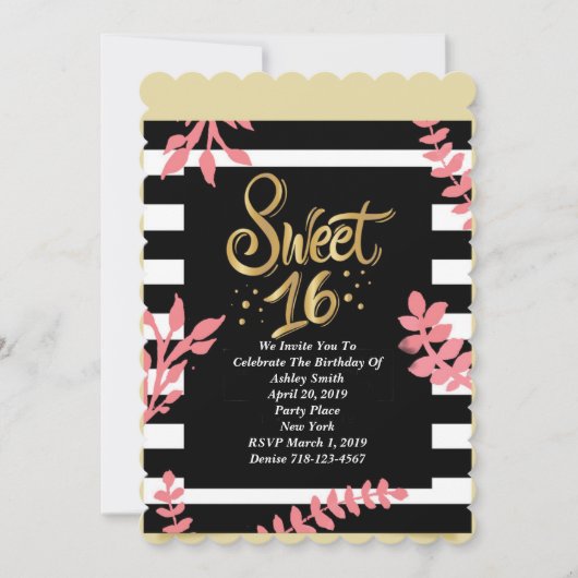 Sweet Sixteen Kaart (Voorkant)
