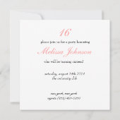 Sweet Sixteen Kaart (Achterkant)