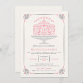 Sweet Sixteen Lacy Birthday Cake Invitation Kaart (Voorkant / Achterkant)