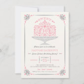 Sweet Sixteen Lacy Birthday Cake Invitation Kaart (Voorkant)