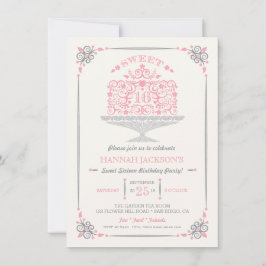 Sweet Sixteen Lacy Birthday Cake Invitation Kaart