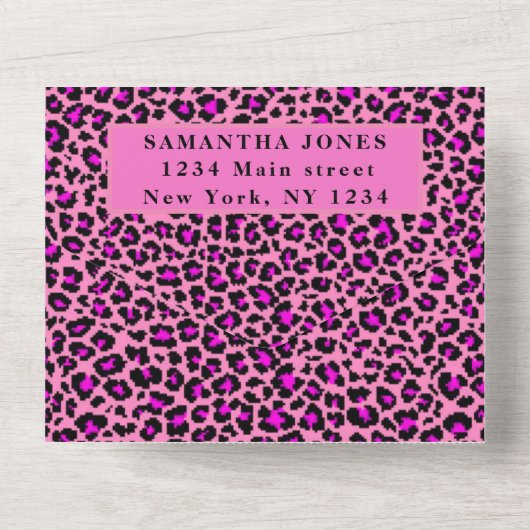 Sweet Sixteen leopard Print Girly  Roze All In One Uitnodiging (Achterkant)