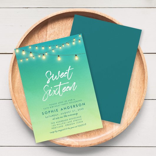 Sweet Sixteen Lights Waterverf Zee Glass Kaart