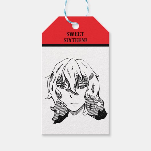 Sweet Sixteen Lineart Cadeaulabel (Voorkant)