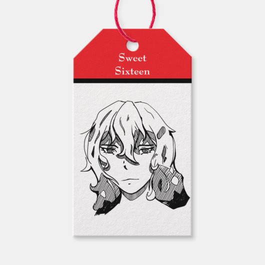 Sweet Sixteen Lineart Cadeaulabel (Voorkant)