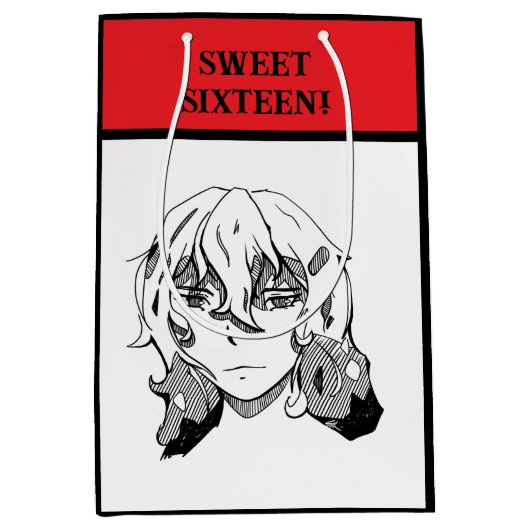 Sweet Sixteen Lineart Medium Cadeauzakje (Voorkant)
