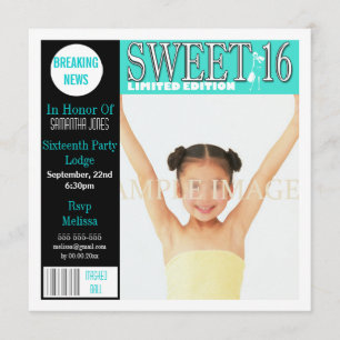 Sweet sixteen magazine aqua PERSONALIZE Kaart