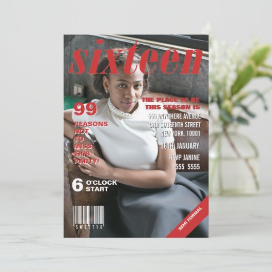 Sweet Sixteen Magazine Hoesje Sjabloon Kaart (Staand voorkant)