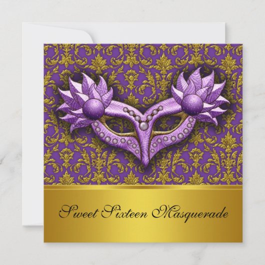 Sweet Sixteen Masquerade Invitation Kaart (Voorkant)