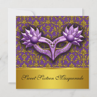 Sweet Sixteen Masquerade Invitation Kaart