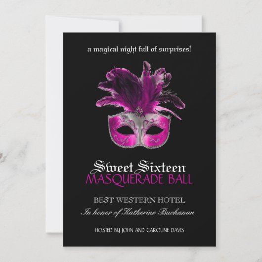 Sweet Sixteen Masquerade Invitation Kaart (Voorkant)