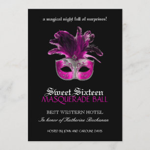 Sweet Sixteen Masquerade Invitation Kaart