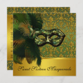 Sweet Sixteen Masquerade Invitation Kaart (Voorkant / Achterkant)