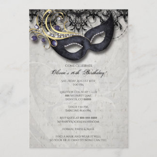 Sweet Sixteen Masquerade Invitation Kaart