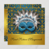 Sweet Sixteen Masquerade Invitation Kaart (Voorkant / Achterkant)