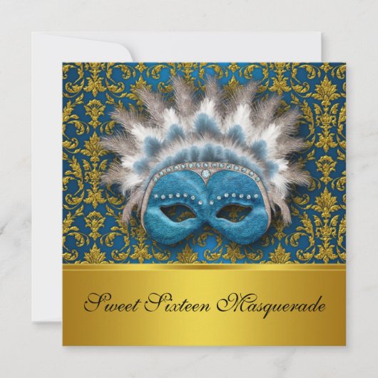 Sweet Sixteen Masquerade Invitation Kaart (Voorkant)