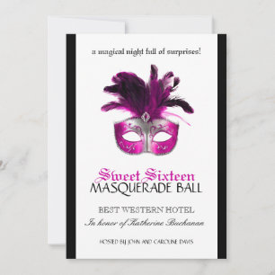 Sweet Sixteen Masquerade Invitation Kaart