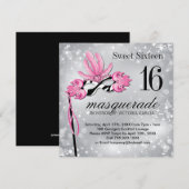 Sweet Sixteen Masquerade Party Invitation Kaart (Voorkant / Achterkant)