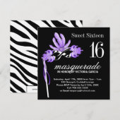 Sweet Sixteen Masquerade Party Invitation Kaart (Voorkant / Achterkant)