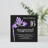 Sweet Sixteen Masquerade Party Invitation Kaart (Staand voorkant)