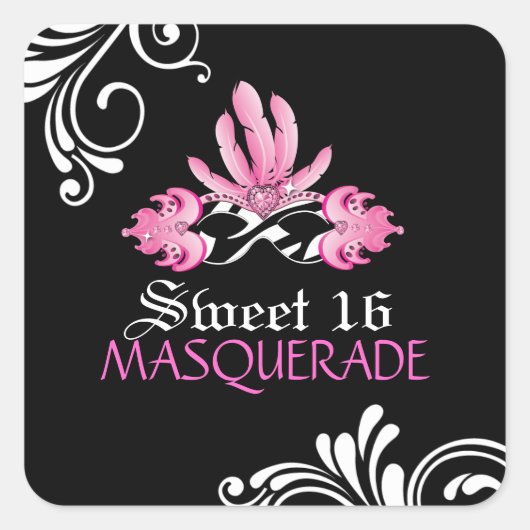 Sweet Sixteen Masquerade Sticker (Voorkant)